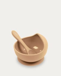 Epiphany spoon and suction bowl set in beige silicone