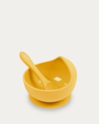 Epiphany spoon and suction bowl set in mustard silicone