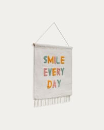 Adelina smile every day wall tapestry, white and multicolour 52 x 60 cm