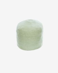 Daiana round cotton pouffe in green Ø 40 cm