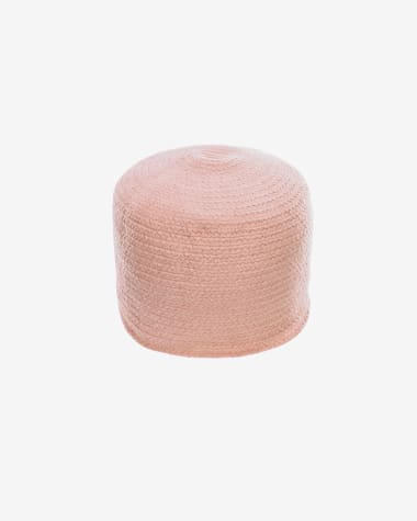 Στρογγυλό βαμβακερό πουφ Daiana, ροζ, Ø 40 εκ