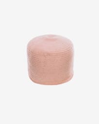 Daiana round cotton pouffe in pink Ø 40 cm