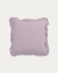 Nacha cotton and linen cushion cover in lilac 45 x 45 cm