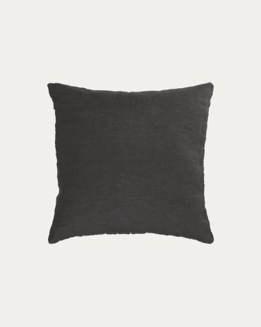 Kussenhoes Elmina zwart van 100% linnen 45 x 45 cm