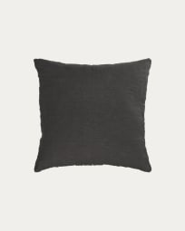 Elmina 100% linen cushion cover in black 45 x 45 cm
