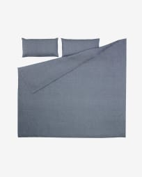 Eglant duvet cover, sheet & pillowcase set in blue GOTS cotton and linen 135 x 190 cm
