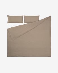 Set Dileta funda nórdica, bajera y funda almohada 100% algodón GOTS marrón 135 x 190 cm