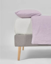 Dileta 100% GOTS cotton duvet cover, fitted sheet, and cushion cover in mauve, 150 x 190 cm