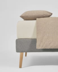 Set Dileta funda nórdica, bajera y funda almohada 100% algodón GOTS marrón 180 x 200 cm