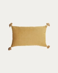 Housse de coussin Eirenne en coton et lin moutarde 30 x 50cm
