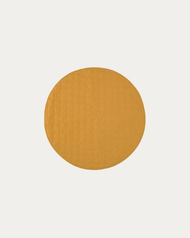 Etelvina floor cushion in mustard 100% organic GOTS-certified cotton Ø 110 cm