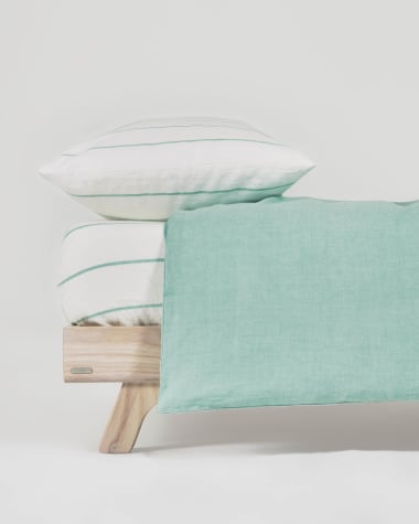 Set Gaitana fundas nórdica, almohada y bajera 100% algodón GOTS turquesa cama 70 cm