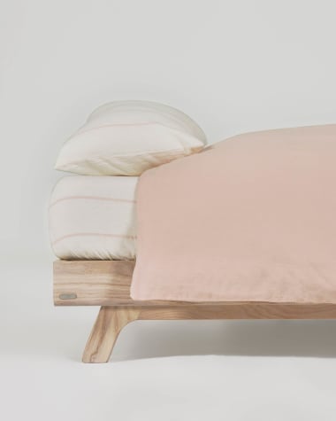 Set Gaitana fundas nórdica, almohada y bajera 100% algodón GOTS rosa cama 60 cm
