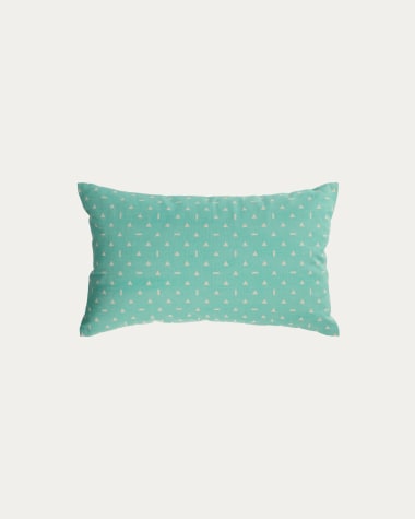 Zale 100% cotton cushion cover in turquoise with white triangles 30 x 50 cm