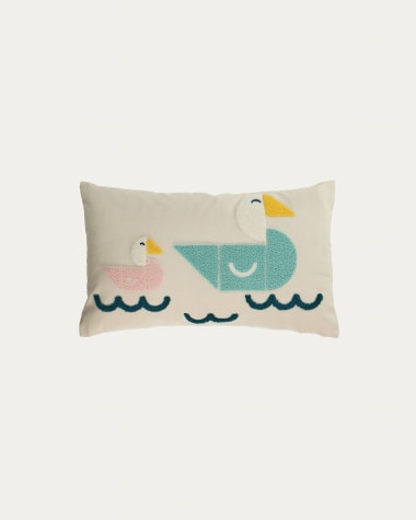 Samudra 100% cotton multi-coloured cushion cover with ducks 30 x 50 cm
