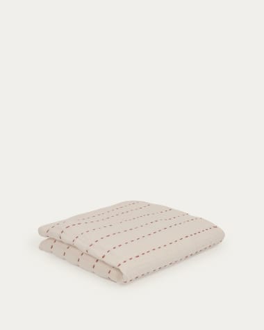 Avidal 100% cotton blanket in white with terracotta stripes 70 x 70 cm