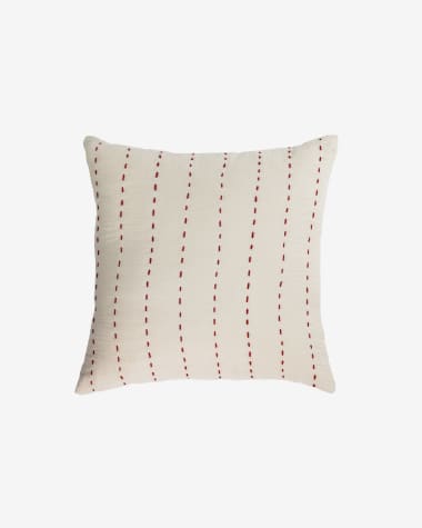 Avidal 100% cotton cushion cover in white with terracotta stripes 45 x 45 cm