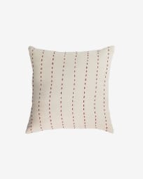 Avidal 100% cotton cushion cover in white with terracotta stripes 45 x 45 cm