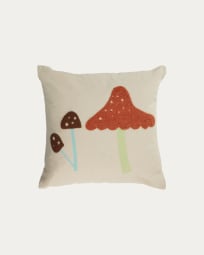 Leshy 100% cotton multi-coloured cushion cover with mushrooms 45 x 45 cm
