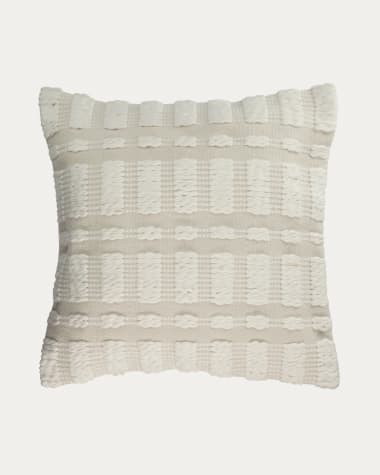 Aima cushion cover in beige and white 60 x 60 cm
