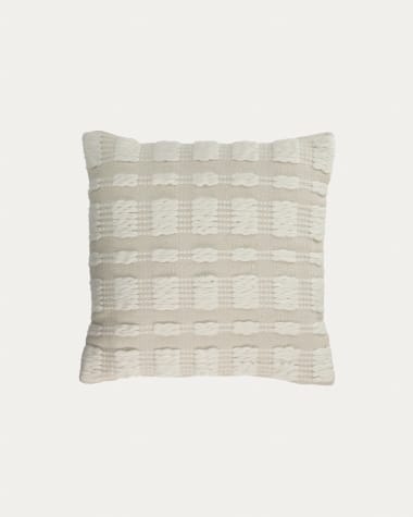 Aima cushion cover in beige and white, 45 x 45 cm