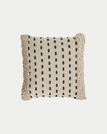 Housse de coussin Agripa 100 % coton naturel et noir 45 x 45 cm