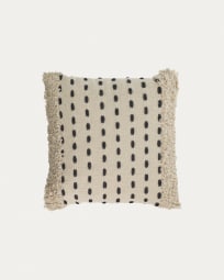 Agripa 100% cotton cushion cover in natural tone and black 45 x 45 cm
