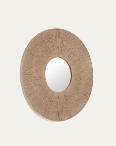 Στρογγυλός καθρέπτης Damira, γιούτα σε φυσικό φινίρισμα, Ø 60 εκ