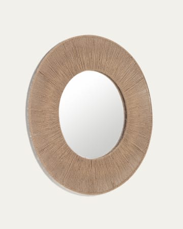 Specchio rotondo Damira in juta finitura naturale Ø 100 cm