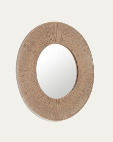 Espejo redondo Damira de yute con acabado natural Ø 100 cm