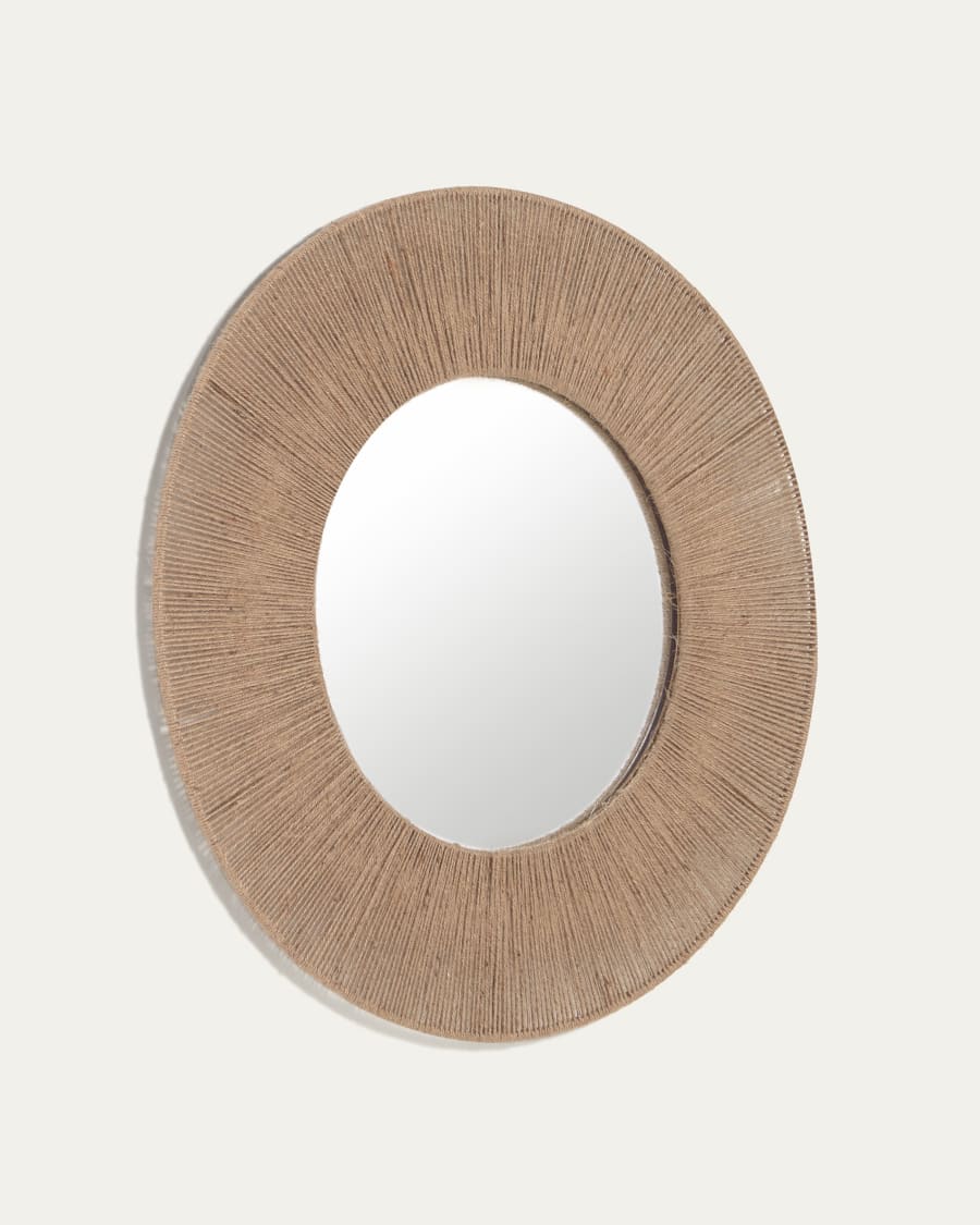 Specchio rotondo Damira in juta finitura naturale Ø 100 cm | Kave Home