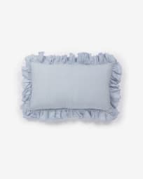 Fodera cuscino Nacha in cotone e lino blu 30 x 50 cm