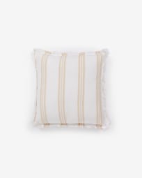 Dawa cotton and linen cushion cover with beige and white stripes 45 x 45 cm
