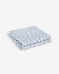 Lot de 2 serviettes de table Goretti en coton et lin bleu et blanc