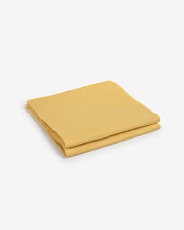 Lot de 2 serviettes de table Eyen en coton et lin jaune