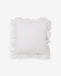 Nacha katoenen en linnen kussenhoes in wit 45 x 45 cm