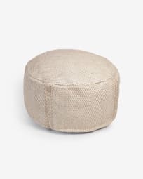 Kaie round 100% PET pouffe in beige Ø 62 cm