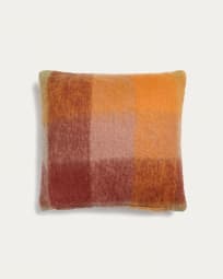 Galilea cushion cover with patterned squares in multicolour wool, 45 x 45 cm