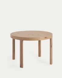 Table extensible ronde Colleen contreplaqué chêne et pieds bois massif Ø120 (170) x 120 cm