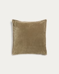 Angelica 100% velvet cotton cushion cover in dark green, 45 x 45 cm