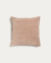 Angelica 100% velvet cotton cushion cover in pink, 45 x 45 cm