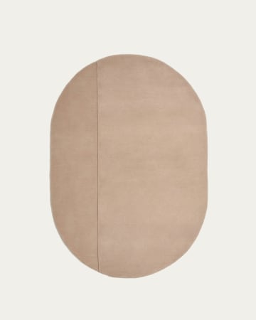 Tappeto ovale Cosima in lana beige Ø 160 x 230 cm