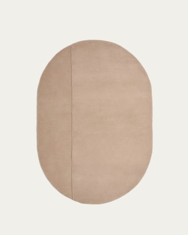 Ovaler Teppich Cosima aus Wolle beige Ø 160 x 230 cm
