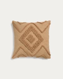 Genoveva cushion cover made from brown cotton, 45 x 45 cm
