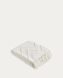 Genoveva blanket made from white cotton, 125 x 150 cm