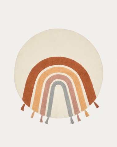 Tadea runder Teppich 100% Baumwolle Regenbogen mehrfarbig 100 cm