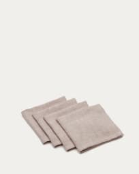 Set Ubalda di 4 tovaglioli in lino e cotone grigio chiaro