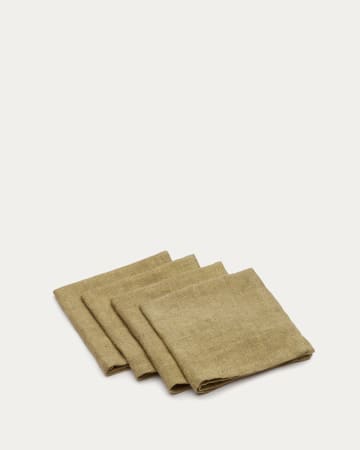Set Ubalda de 4 servilletas de lino y algodón verde