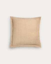 Rut cushion cover in beige linen and cotton, 45 x 45 cm