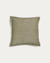 Rut cushion cover in green linen and cotton, 45 x 45 cm